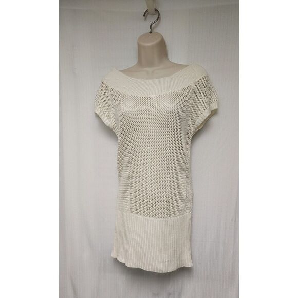 Sweeter Project Eyelet Cap Sleeve Ivory Sweater Size M - Picture 4 of 8